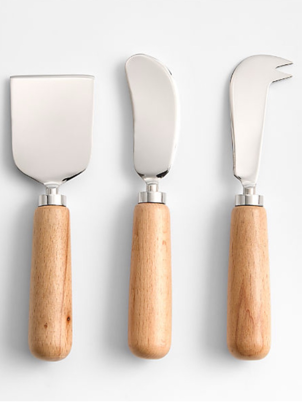 New! Crate&Barrel Oak Wood Cheese Knives- set of 3